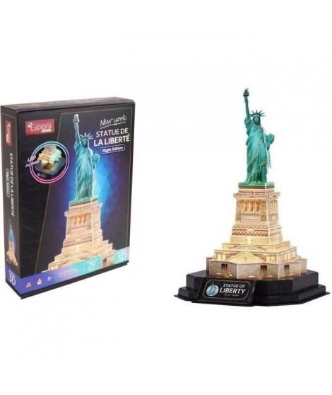 Puzzle 3D lumineux - Statue De La Liberté - Jeu de construction - EXPLORA - 79 pieces - Des 8 ans
