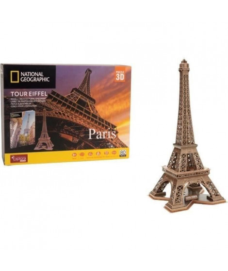 Puzzle 3D - Tour Eiffel - Jeu de construction - EXPLORA - 80 pieces - Des 8 ans