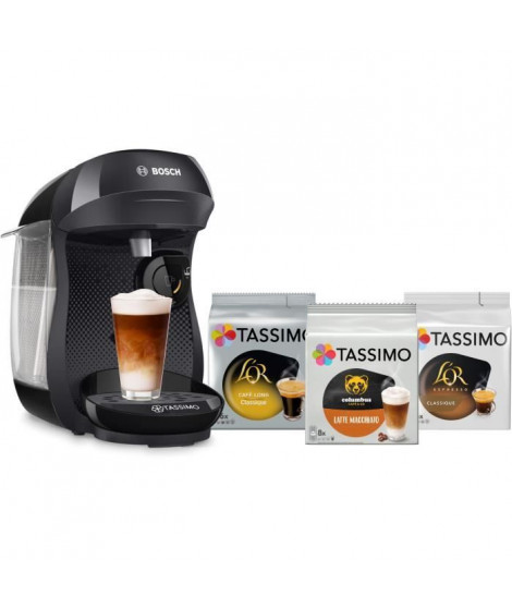 Bundle Tassimo - 1 machine a café Happy noir + 3 packs de T- Discs - BOSCH - TAS102EC3