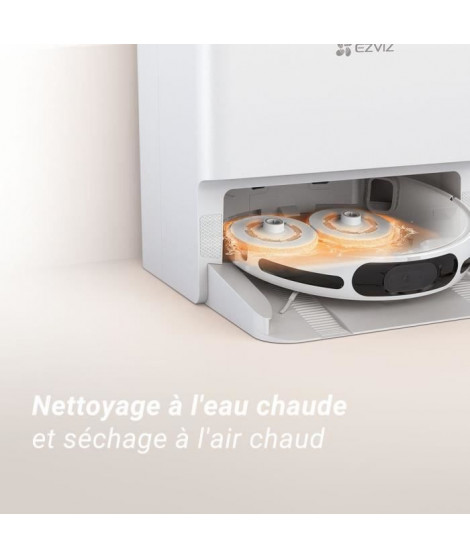 EZVIZ RS20 Pro - Robot Aspirateur avec Serpilliere - Brosse Latérale Surélevée - 7200 Pa - Nettoyage a l'eau Chaude 60°C