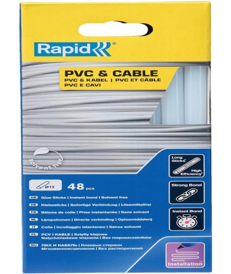 Bâtons de colle - Rapid - 12 mm - 48 bâtons - PVC - Résine - Intérieur