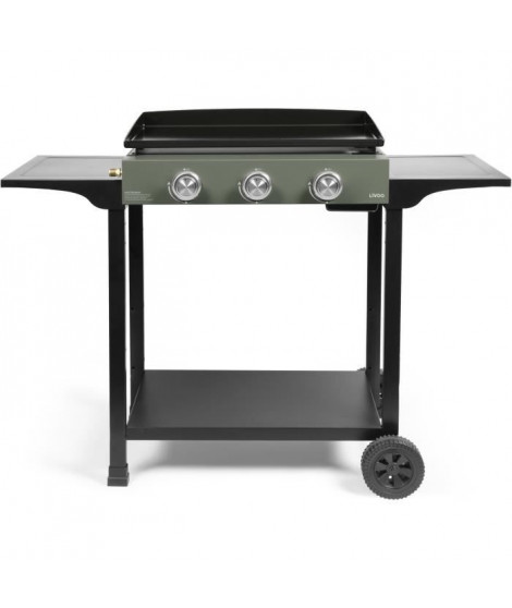 Plancha gaz sur chariot - LIVOO - DOC326 - 3 brûleurs - Vert / Noir