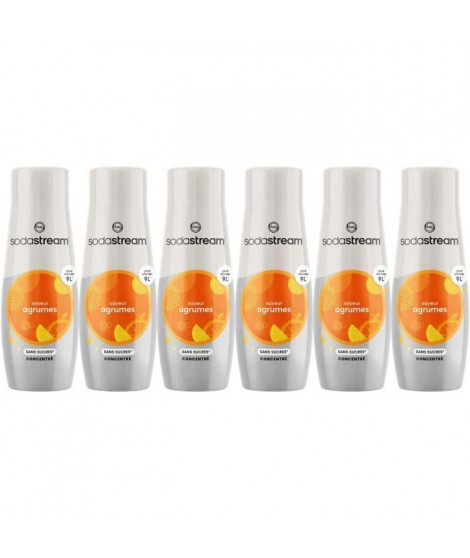 Concentrés SODASTREAM - Lot de 6 concentrés Agrumes sans sucres - Jusqu'a 54L de boissons - 440 ml
