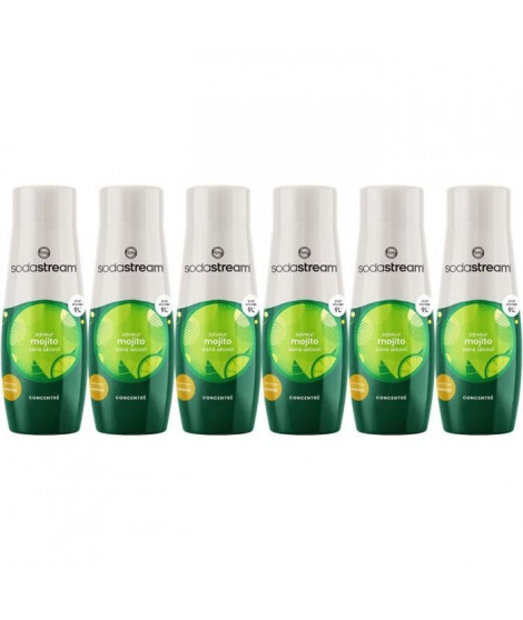 Concentrés SODASTREAM - Lot de 6 concentrés Mojito sans alcool - Jusqu'a 54L de boissons - 440 ml