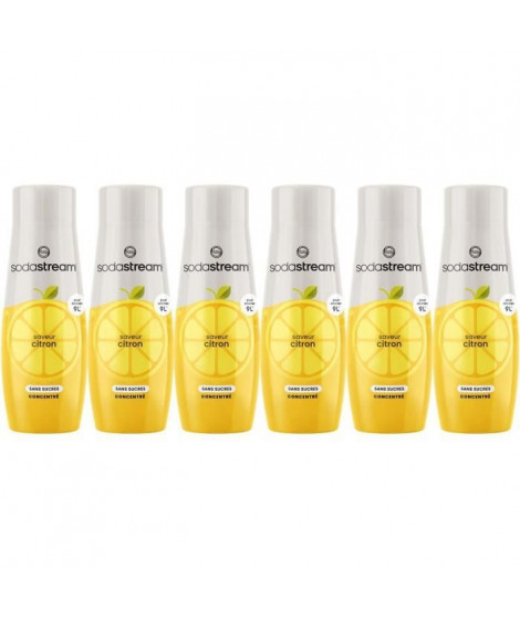 Concentrés SODASTREAM - Lot de 6 concentrés Citron sans sucres - Jusqu'a 54L de boissons - 440 ml