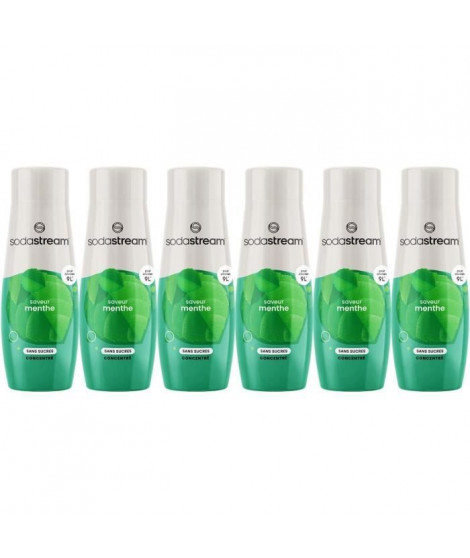 Concentrés SODASTREAM - Lot de 6 concentrés Menthe sans sucres - Jusqu'a 54L de boissons - 440 ml