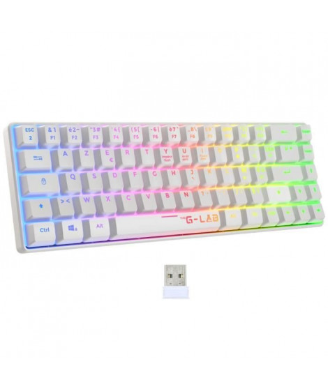 Clavier Gamer - Membrane - The G-Lab - KEYZ HYDROGEN WL - Rétroélairage arc-en-ciel - Sans fil - Semi mécanqiue - Azerty - Blanc