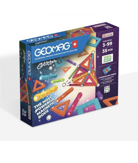 Coffret de construction - GEOMAG - Glitter Panels - 35 pieces - Magnétique - Plastique recyclé