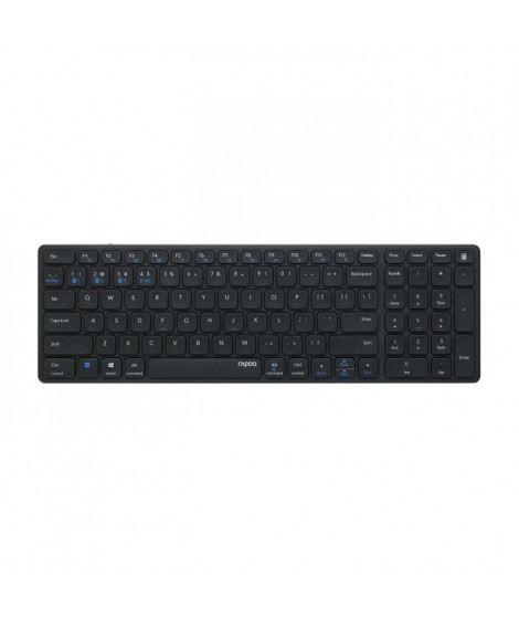 Ensemble clavier souris - RAPOO - 9700M - Sans fil - Multimode - Numpad - Noir