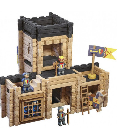 Jeu de construction - Jeujura - 8028 - Château fort - Catapulte - 270 pieces en bois