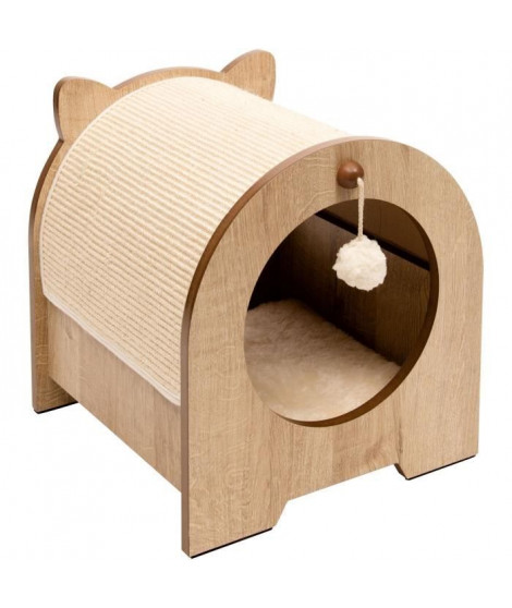 VESPER Meuble a griffer Minou - 36 x 36,5 x 40,5 cm - Marron clair - Pour chat