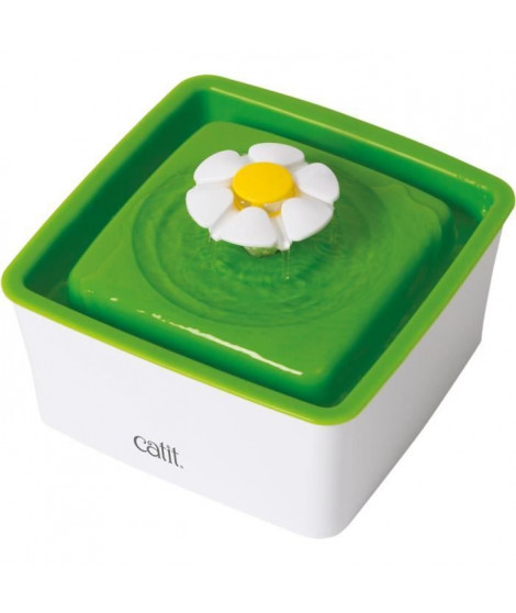 CAT IT Abreuvoit mini avec fleur - 1,5 L (50,7 oz liq.) - Blanc et vert - Pour chat
