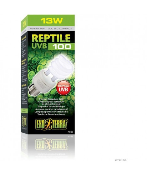 Ampoule fluocompacte UVB pour terrarium - EXO TERRA - Reptile UVB 100 - Climat tropical et subtropical 13W
