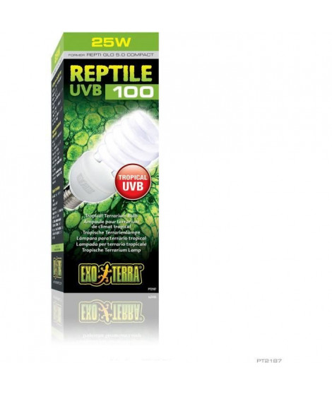 Ampoule fluocompacte UVB pour terrarium - EXO TERRA - Reptile UVB 100 - Climat tropical et subtropical 26W