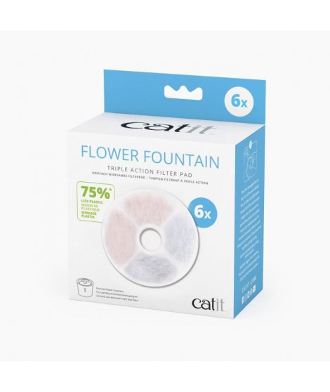 Filtre pour fontaine a eau pour chat a fleur - CATIT - Flower - Triple action - 6 pieces