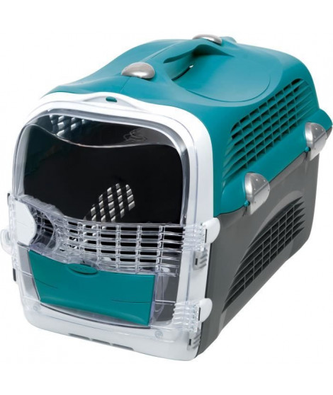 Cage de transport pour chat - CATIT - Cabrio - Multifonctionelle - Ouverture 360° - Turquoise