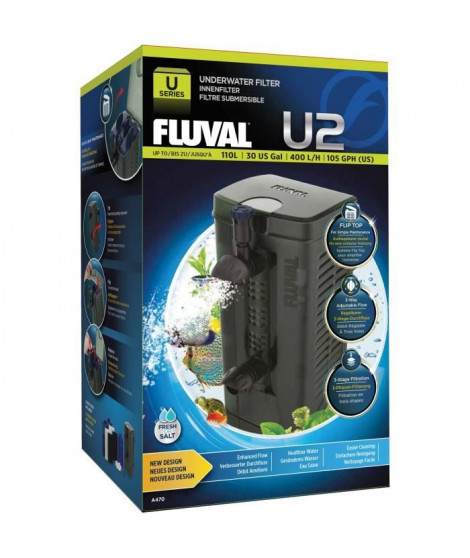 Filtre submersible pour aquarium - FLUVAL - U2 - Filtration en 3 étapes