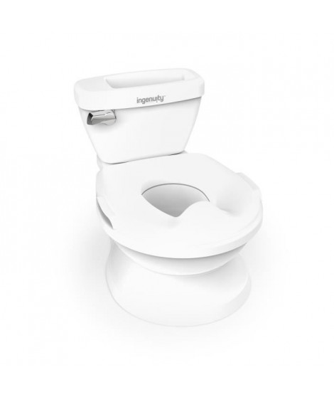 INGENUITY Mini Toilette enfant avec Réducteur de Toilette inclus, Chasse d'eau musicale et rangement lingette intégré blanc