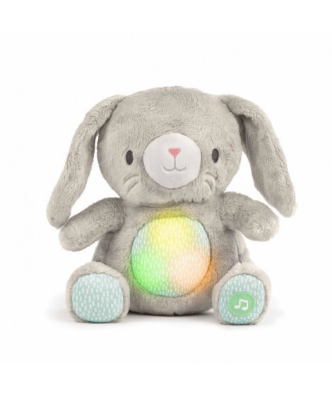 INGENUITY Doudou bébé lapin Sylvi, peluche, mélodies et vibrations apaisantes, lumineux, cadeau naissance