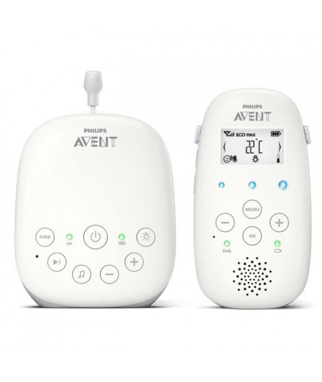 Ecoute-bébé - PHILIPS AVENT - Audio DECT - Blanc - Ecran LCD - Capteur de température - Veilleuse