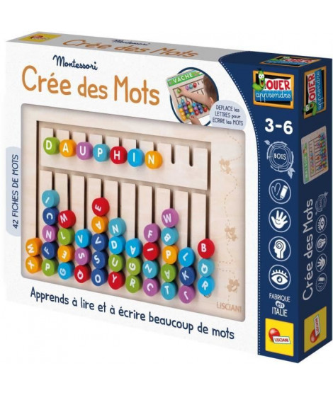 Compose-mots - Jeu Montessori - MONTESSORI - Tableau en Bois, Lettres et Chiffres Magnétiques