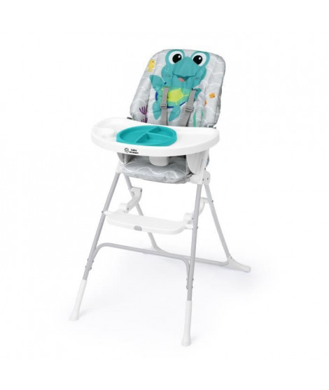 BABY EINSTEIN NEPTUNE Chaise haute bébé de 6 mois a 3 ans inclus: tapis d'eau, assiette sécurisé, tablette et poche de rangement