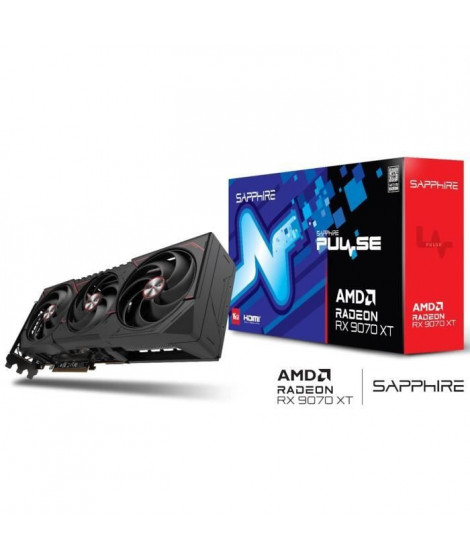 SAPPHIRE - Carte graphique - PULSE AMD RADEON RX 9070 XT GAMING - 16 GB - Dual HDMI / Dual DP