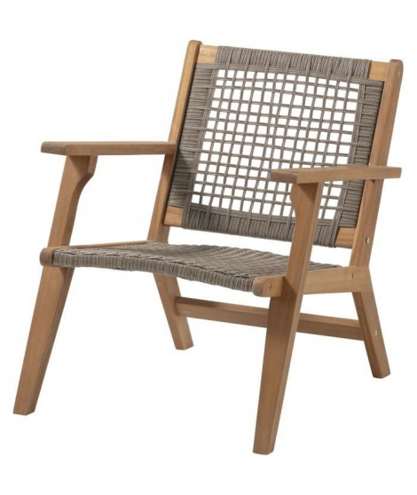 Fauteuil de jardin bas en bois d'Acacia FSC et en résine tressée - BORA - l60xP76xH73 cm