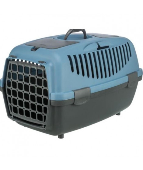 Box de transport - TRIXIE - Capri 2 - Recyclé - XS / S : 37 x 34 x 55 cm - Gris foncé / Bleu