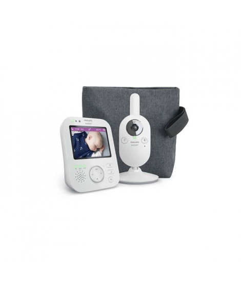 Babyphone Vidéo - Portée : 300 metres / Écran couleur de 3,5' avec zoom x 2 / Berceuses - Veilleuse -Température - Mode Éco /