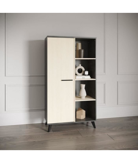 Ensemble salon - Banc TV, Table basse, Buffet haut - KENT - Chene de fil / Sidewalk - DEMEYERE