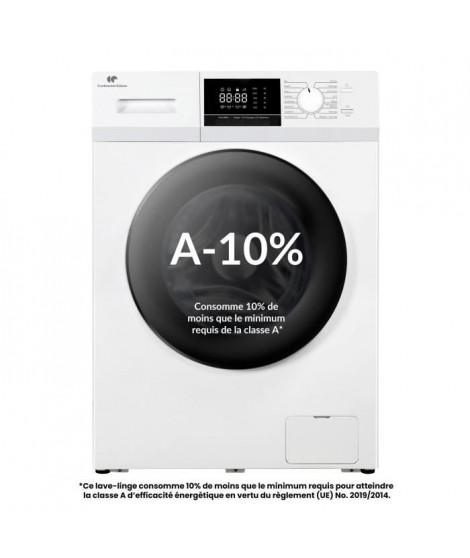 Lave-linge hublot - CONTINENTAL EDISON - CELL8140IW1 - 8kg - Moteur induction - 60 cm - 1400 trs/min - Blanc