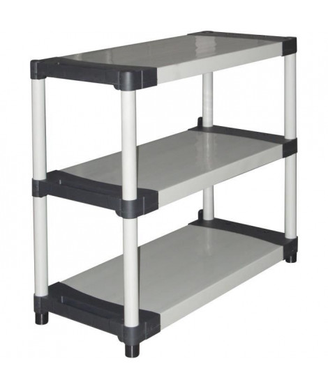 Étagere plastique - TOOD - 3 tablettes - Charge 80 kg par tablette - 80x40x85 cm - Noir/gris