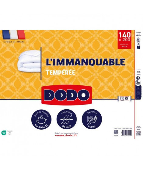 DODO - Couette tempérée 250G/m² - L'IMMANQUABLE -  140 x 200 cm - Blanc