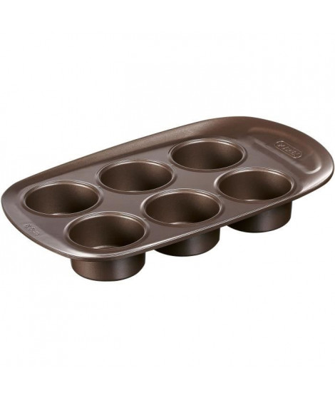 Moule a muffin - PYREX - 1452001 - Rond - Acier carbone - Antiadhésif - 6 cavités