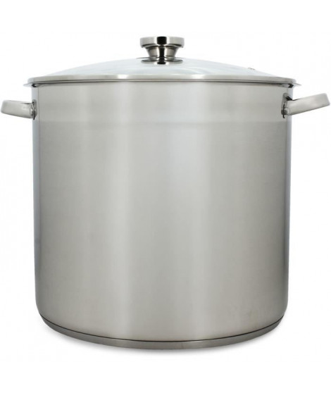 Marmite avec couvercle - MENASTYL - 4615451 - En acier inoxydable - 17 litres - 32 cm - Tous feux dont induction