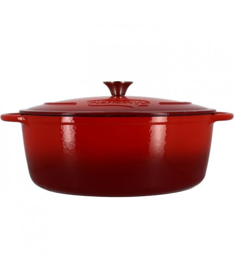 Cocotte - MENASTYL - 6020105 - Ronde - En fonte acier émaillé - Rouge - 7 litres