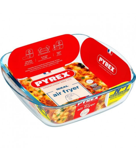 Plat air fryer - PYREX - 1450142 - Carré - En verre borosilicate - 25 x 22 cm