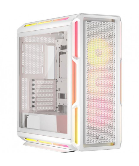 Boîtier PC ATX - CORSAIR - 5000T LX RGB - 3 Ventilateurs LX120 RGB - Éclairage Aurora RGB - Blanc
