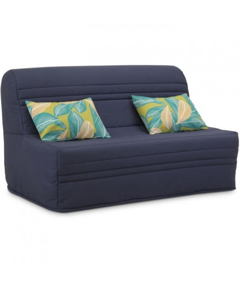Banquette BZ - 2 places - Bleu Marine - Coussins Jungle - couchage 140 x 190 x 9 cm - Joe