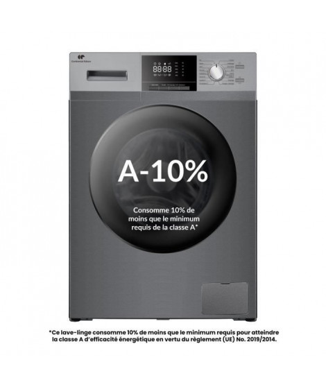 Lave-linge hublot - CONTINENTAL EDISON - CELL8140IS1 - 8kg - Moteur induction - 60 cm - 1400 trs/min - Silver