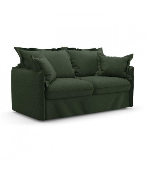 Canapé convertible express - 3 places - MYKONOS - Tissu Como 11 Forest - 185 x 104 x 90 cm - MONDO