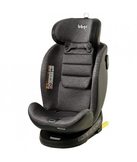 Siege-auto pivotant - BBGO - Wondersafe - Naissance a 12 ans - I-SIZE 40-150cm - ISOFIX Top tether - Gris - Fibre bambou Simi…