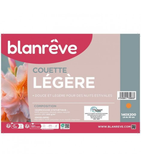 Couette - 140 x 200 cm - BLANREVE - Légere - 83g/m² - Motifs imprimés