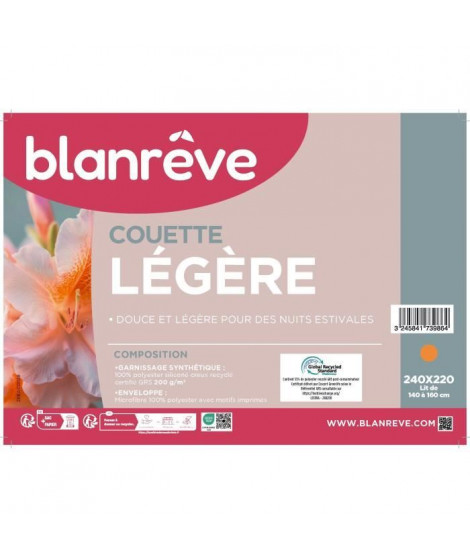 Couette - 240 x 220 cm - BLANREVE - Légere - 83g/m² - Motifs imprimés