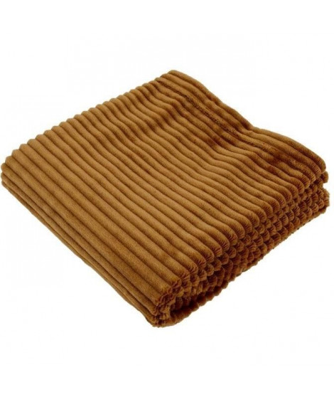 Couverture boudoir - DOMIVA - Caramel - 75 x 100 cm - Velours côtelé, douce et chaude