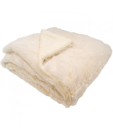 Couverture doublée - DOMIVA - Ultra douce et chaude - 75 x 100 cm - Creme
