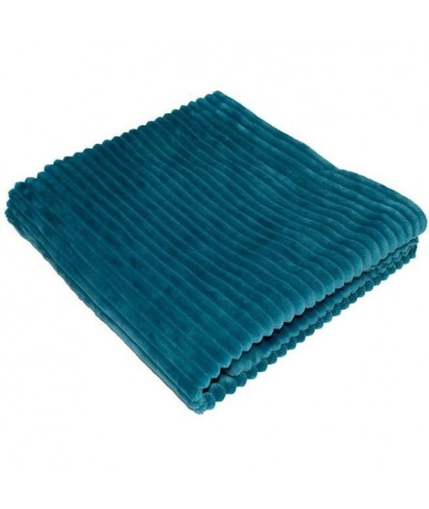 Couverture boudoir - DOMIVA - Paon - 75 x 100 cm - Velours côtelé, douce et chaude
