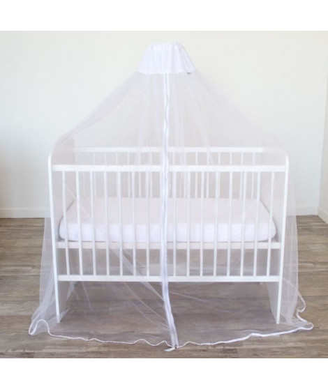 Lot ciel de lit + fleche de lit sur socle - DOMIVA - Moustiquaire pour lit blanc, maille ultra fine