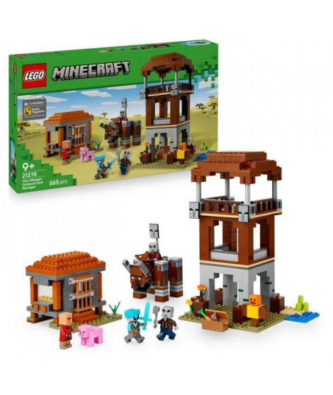 LEGO Minecraft 21278 L'Avant-Poste De Pillards Et Le Ravageur - Jeu Pour Garçon Des 9 Ans